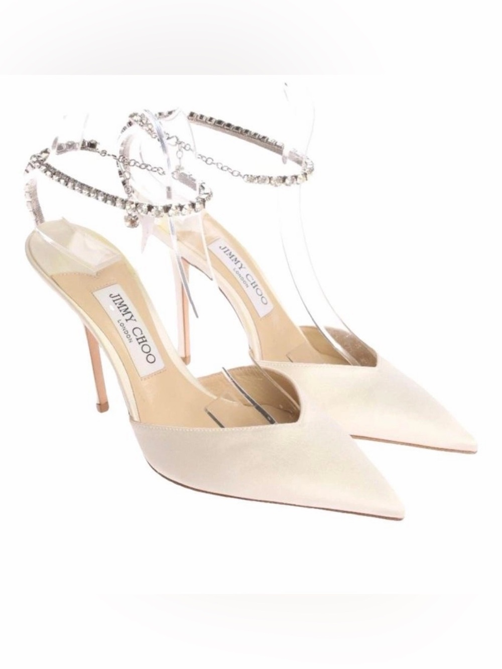 Jimmy Choo Saeda 100 Ivory Satin